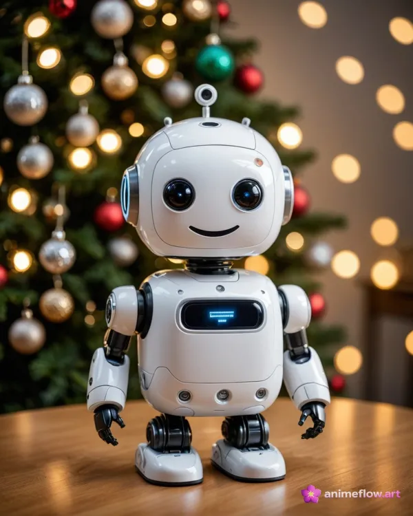 Cheerful Robot's Holiday Glow