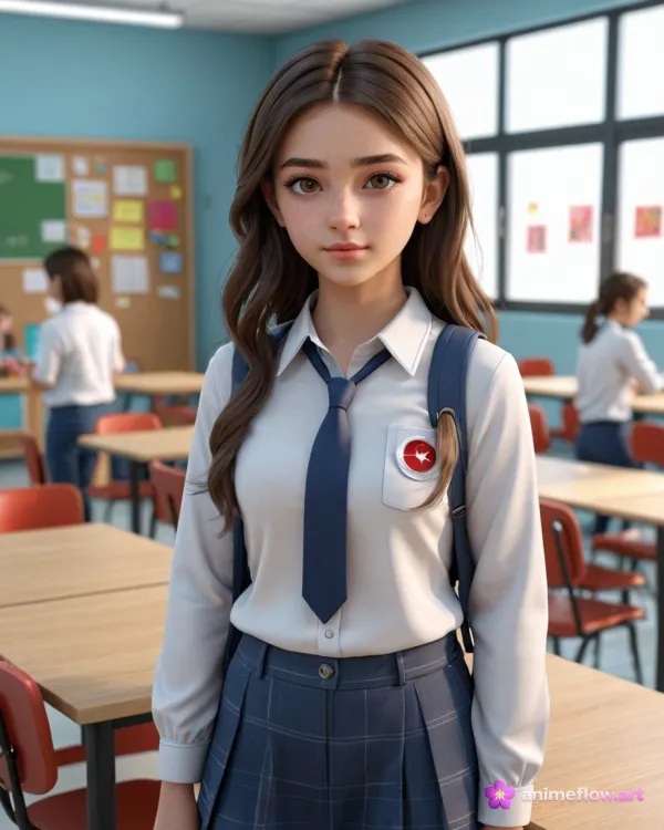 Serene Schoolgirl Gaze