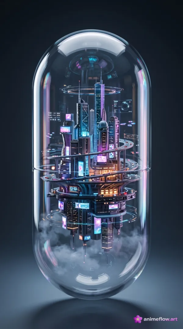 Neon Metropolis In Glass