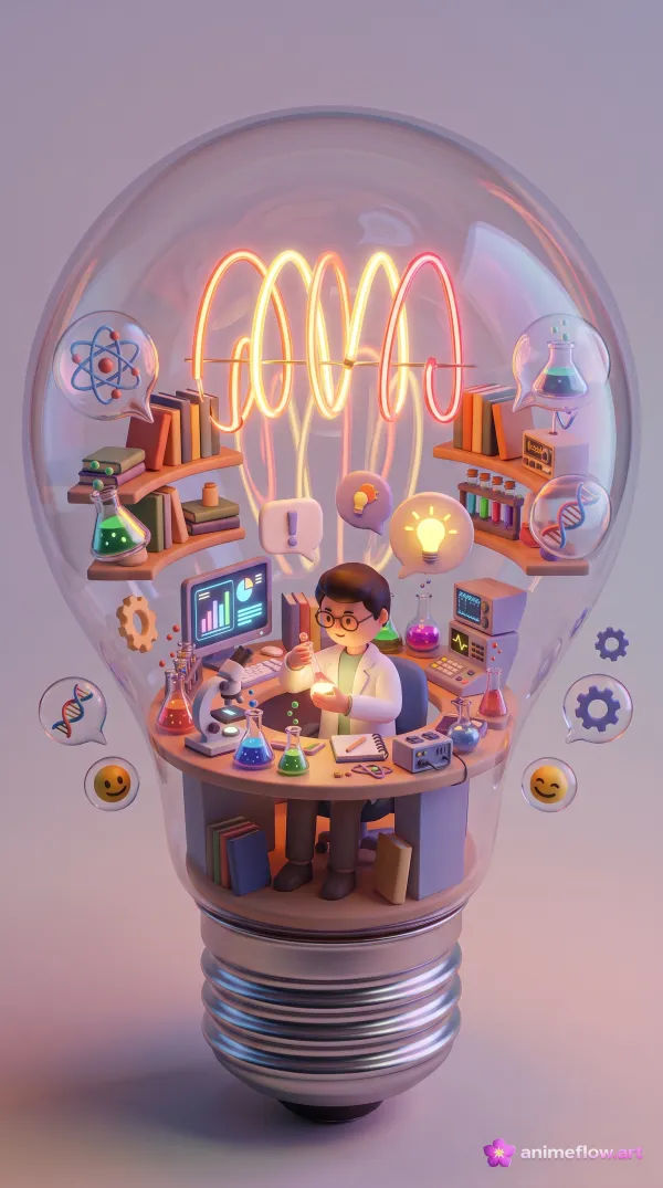 Neon Lightbulb Scientist