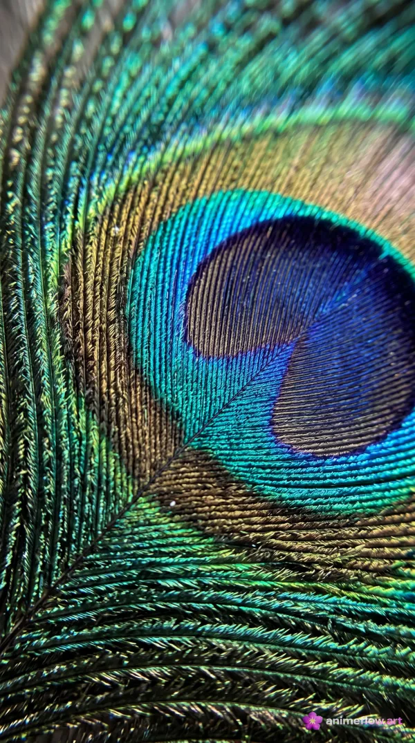Iridescent Peacock Feather Macro