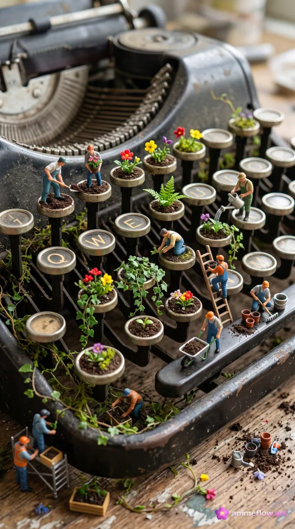 Typewriter Garden Miniature