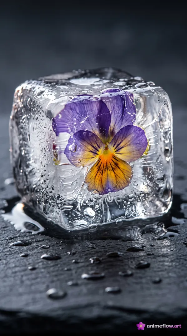 Frozen Pansy In Ice