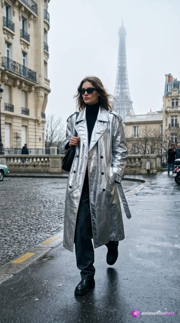 Silver Trench Parisian Stride