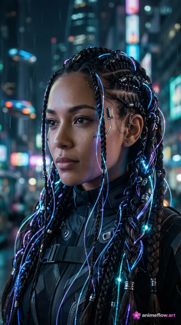 Neon Braided Cyberpunk Muse