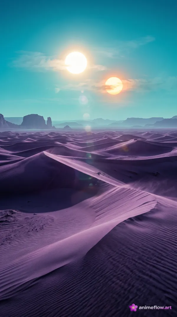 Dual Suns Over Amethyst Dunes