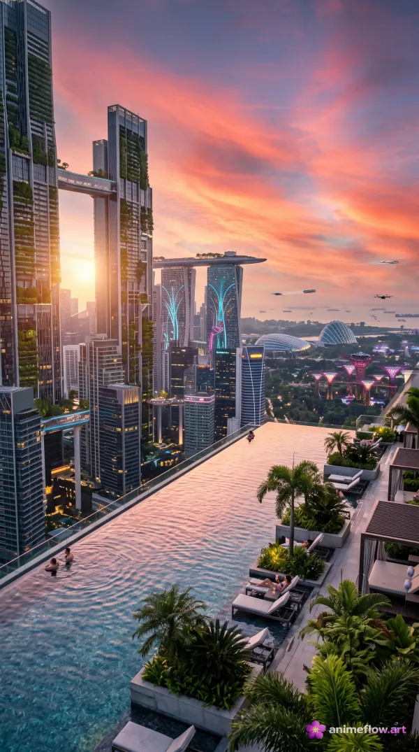 Neon Oasis Infinity Pool