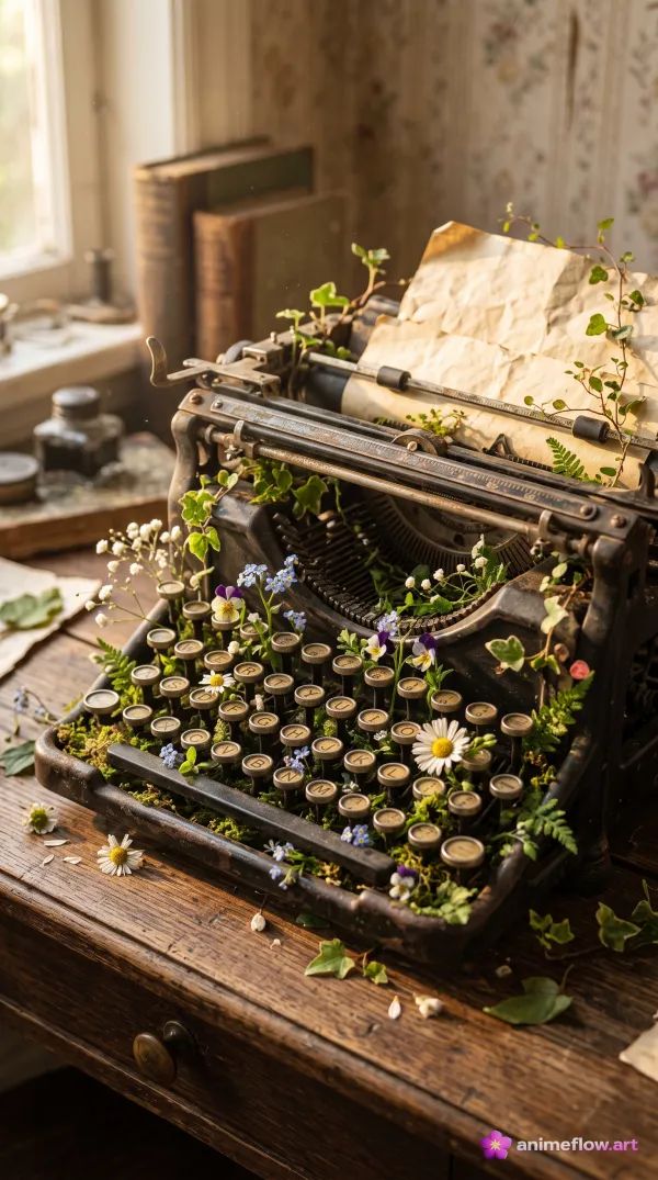 Blooming Typewriter Whimsy