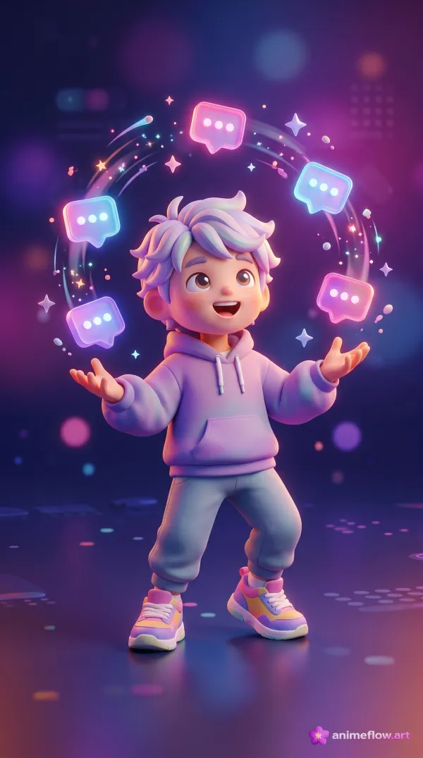 Neon Chat Bubble Boy