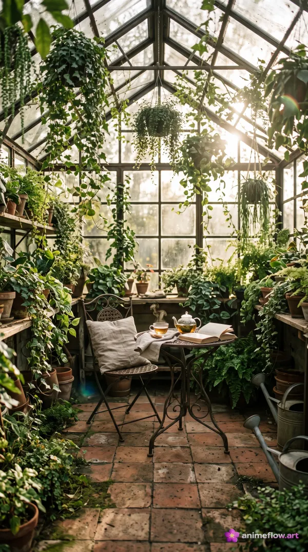 Sunlit Greenhouse Serenity