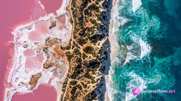 Pink Lake Meets Turquoise Tide