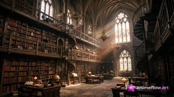 Gothic Library Sunbeams