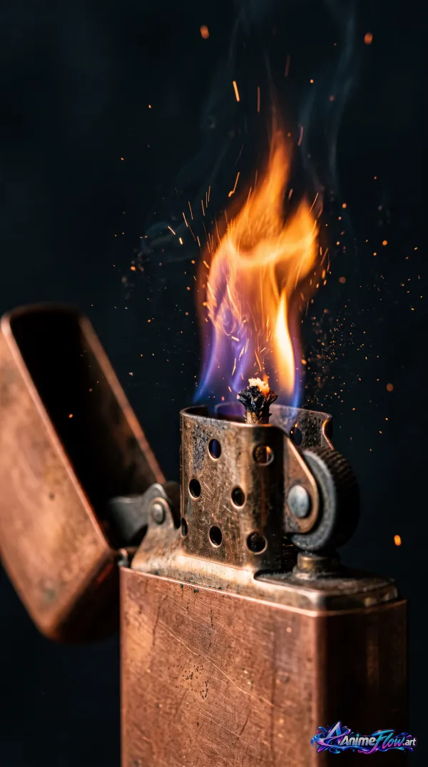 Ignited Zippo Flame Sparks