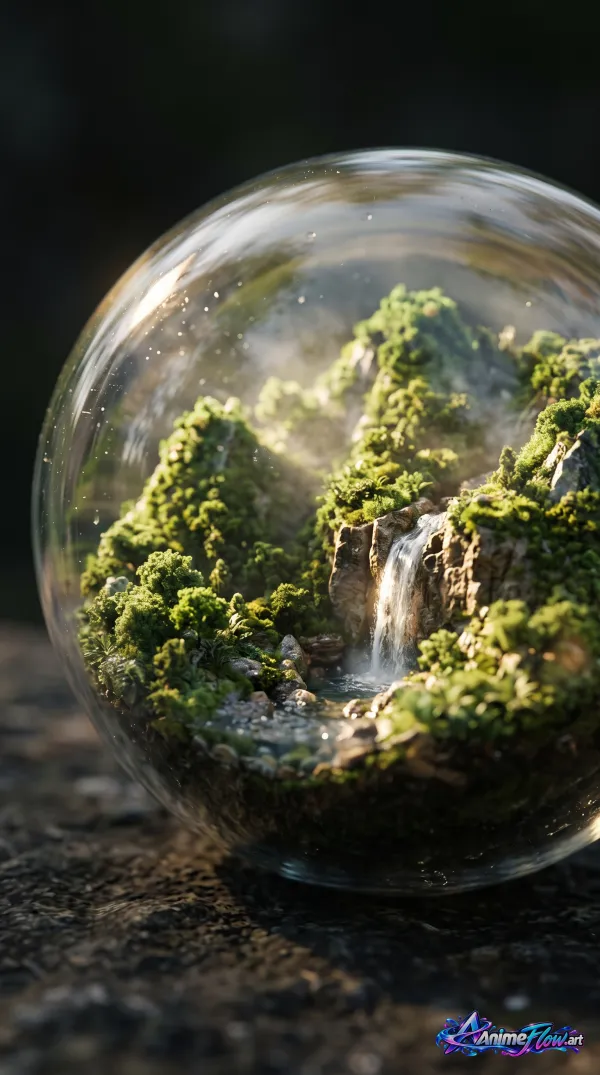 Mossy Mountain In Glass