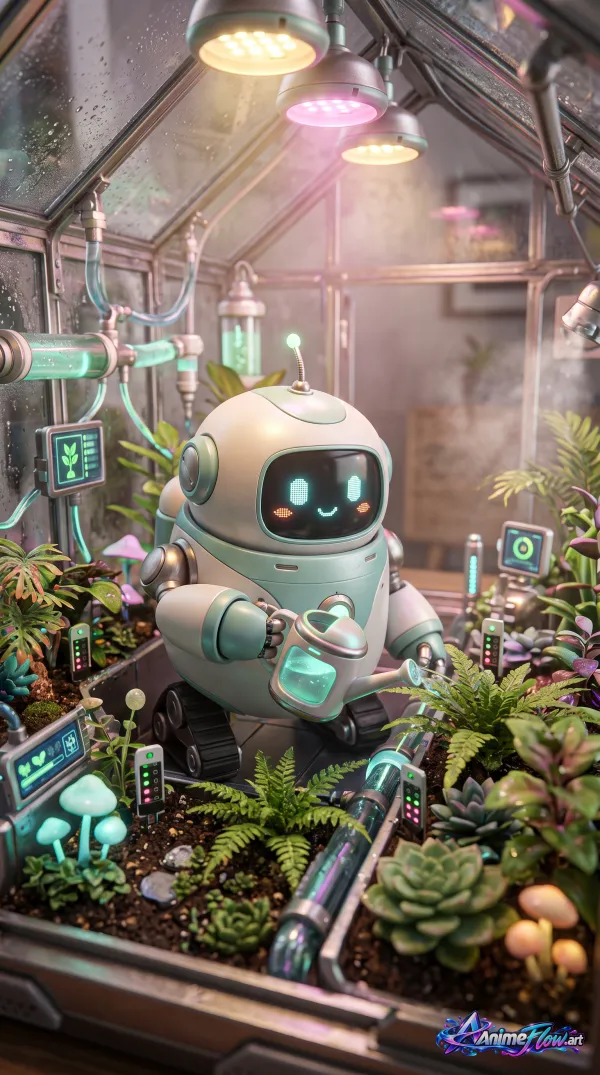 Cozy Robot Greenhouse Care