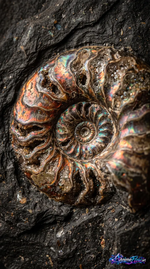 Opalescent Ammonite Fossil