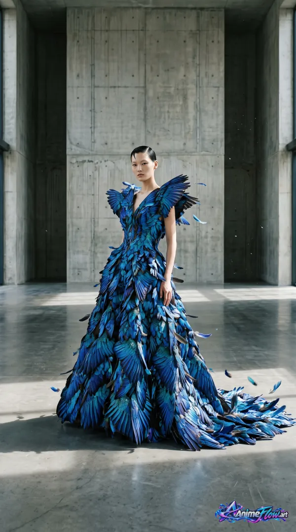 Azure Feathers In Concrete