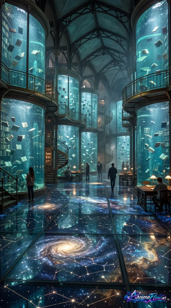 Cosmic Library Of Floating Books