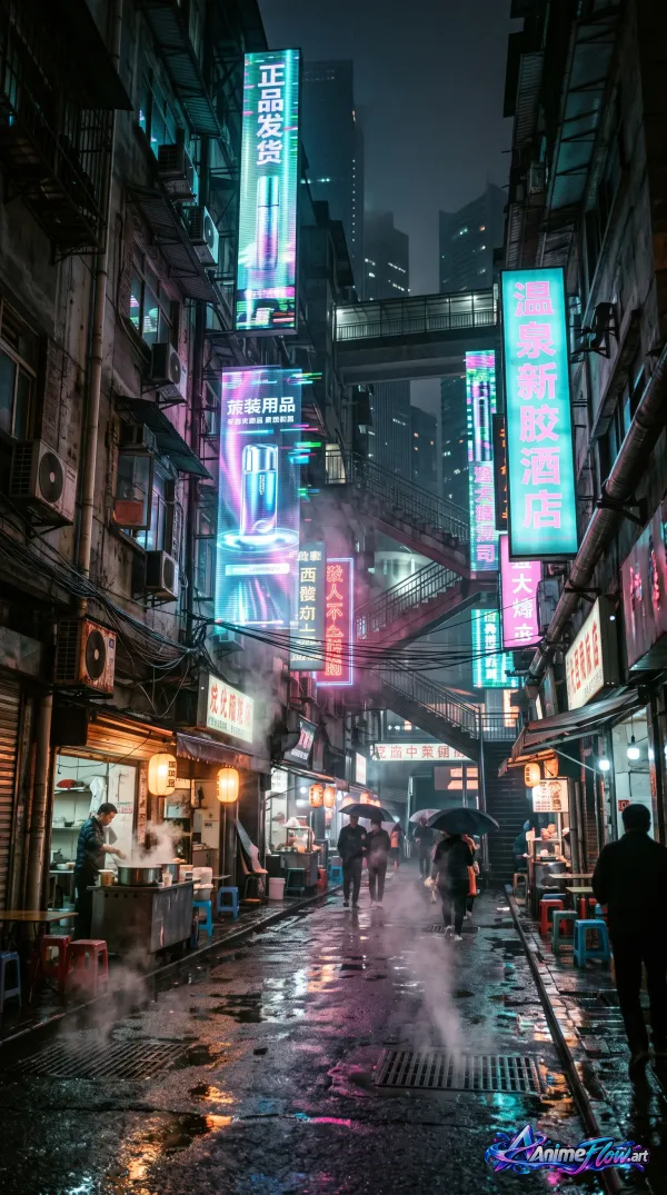 Neon Rain Alley