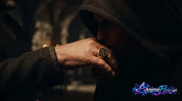Mysterious Hooded Figure With Gold Ring