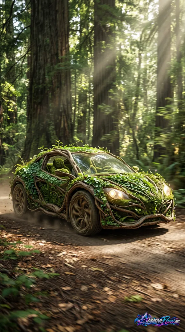 Overgrown Speedster In Sunlit Forest