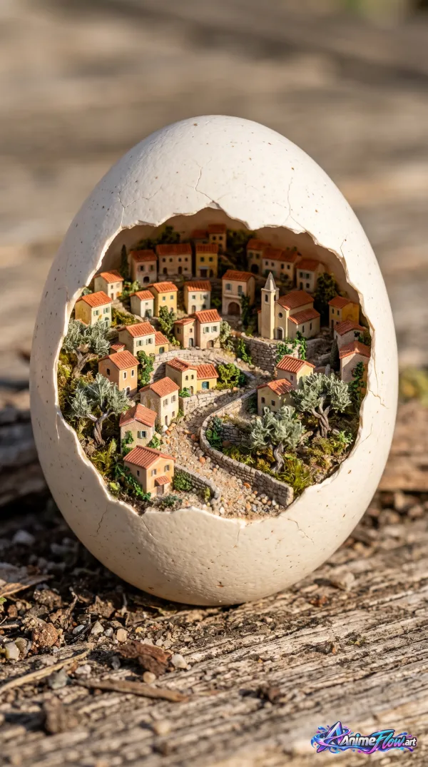Eggshell Village Miniature