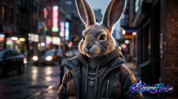 Neon Rabbit After Rain