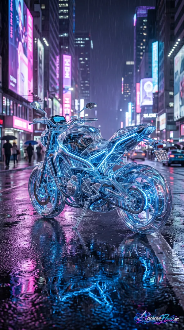 Neon Wireframe Motorcycle